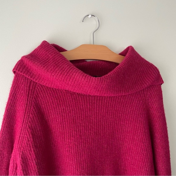 Tahari Merino Wool Knit Sweater Cowl Neck Pullover Dark Pink Size XL - Picture 3 of 8